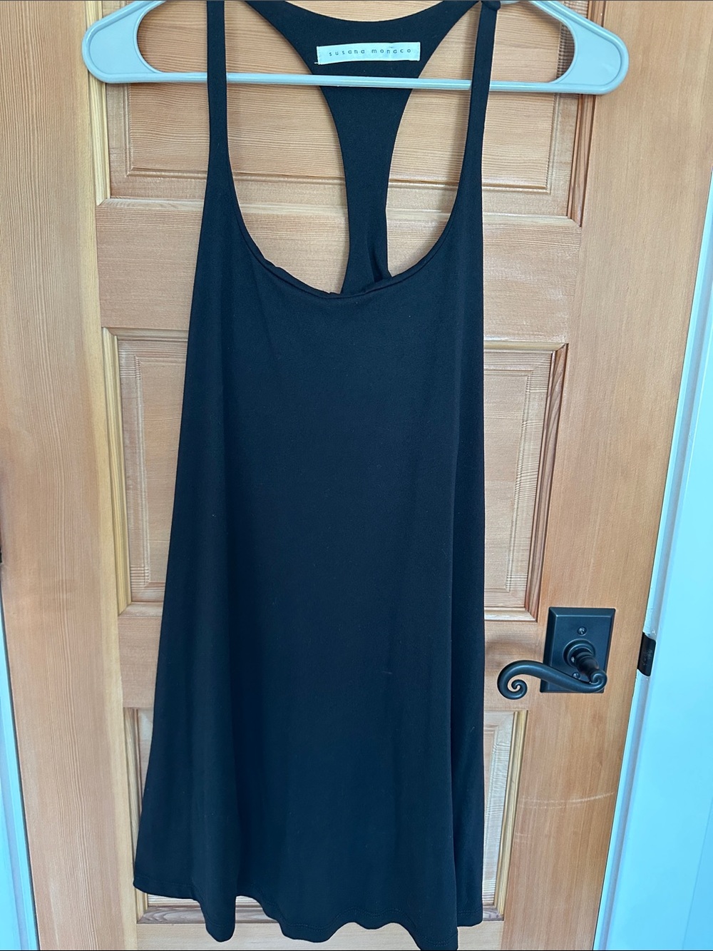 Susana Monaco Black Racerback Swing Dress with built in bralette